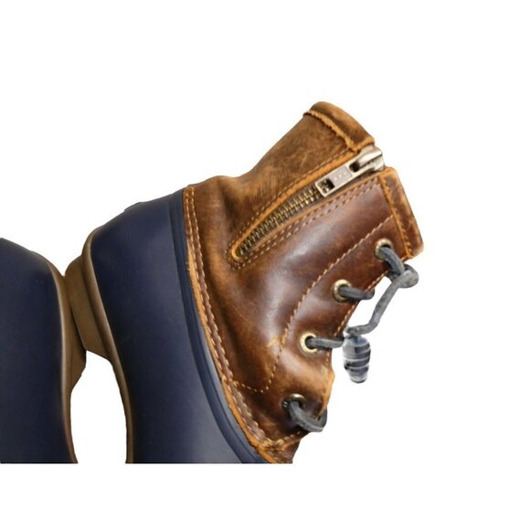Sperry Top-Sider Womens 6.5 Brown Leather Saltwater Blue Rubber Duck Boots - Picture 6 of 12